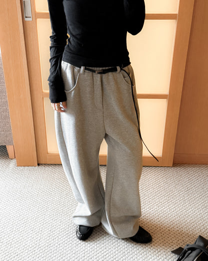 內舖棉舒適棉褲 - 淺灰色