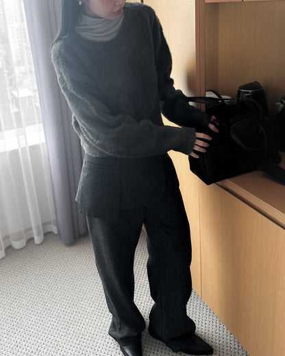 前後兩穿毛絨外套 - 深灰色