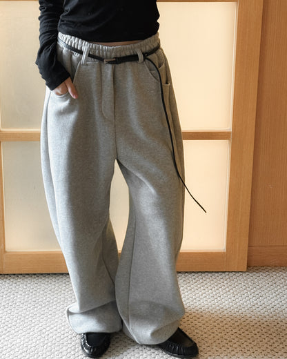 內舖棉舒適棉褲 - 淺灰色