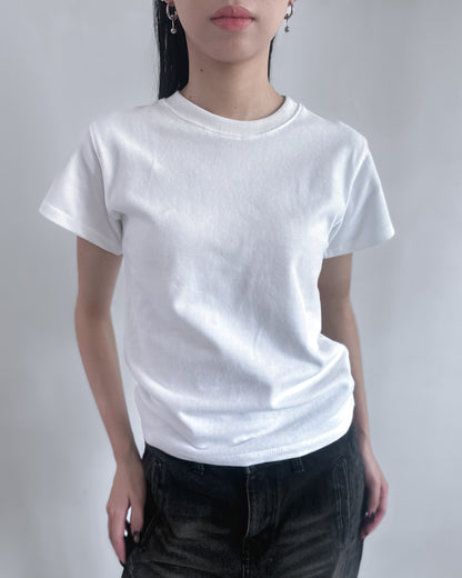 羊毛絨彈性薄素Tee 白色