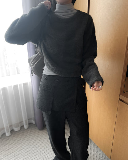 前後兩穿毛絨外套 - 深灰色