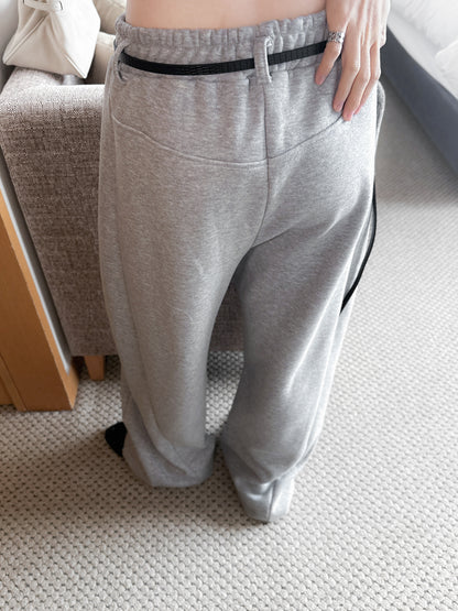 內舖棉舒適棉褲 - 淺灰色