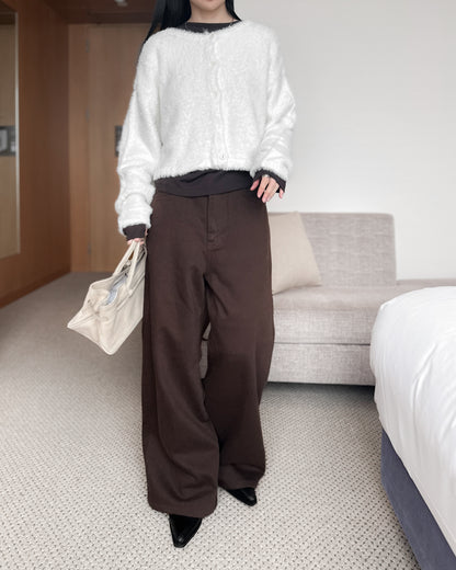 啡色柔軟闊腳褲 - 深啡色 (S/M/L)