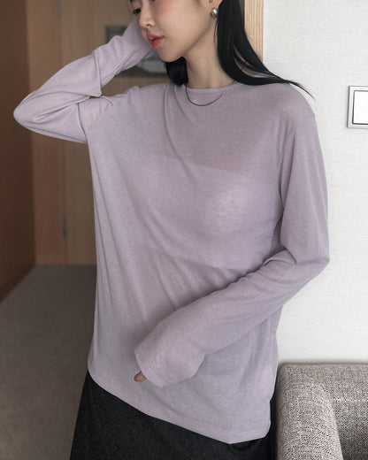 基本款圓領後車線上衣 - 黑色