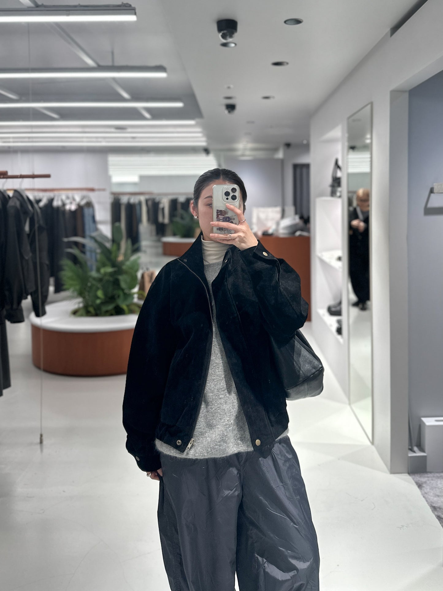 立體感企領麂皮外套 黑色