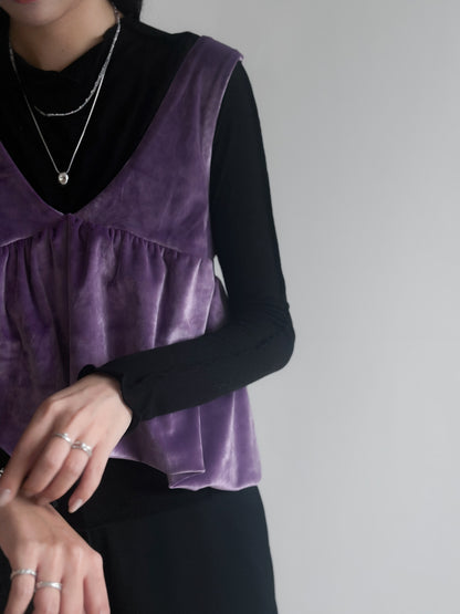 捲邊車線修腰上衣 黑色