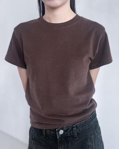 羊毛絨彈性薄素Tee 深啡色