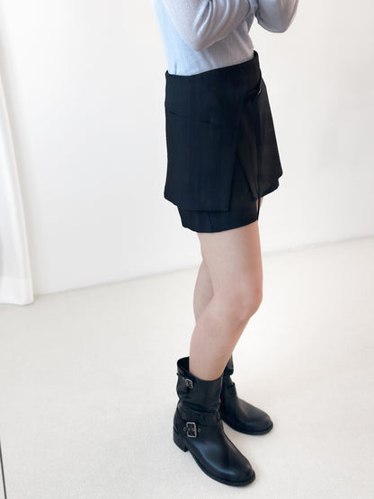 腰帶挺料西裝裙褲