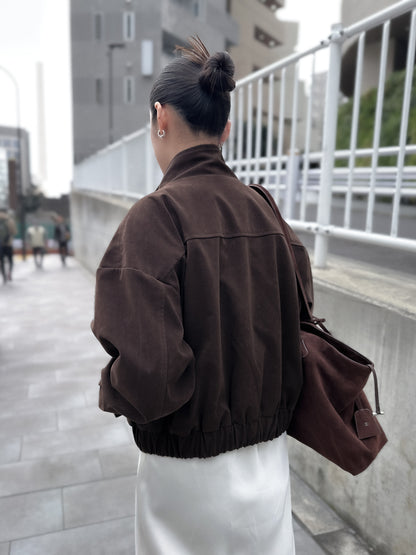 立體感企領麂皮外套 朱古力色