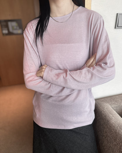 基本款圓領後車線上衣 - 黑色