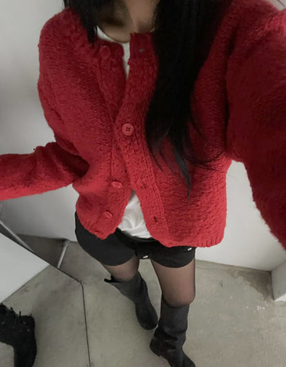 羊毛混紡圓領開胸外套 黑色