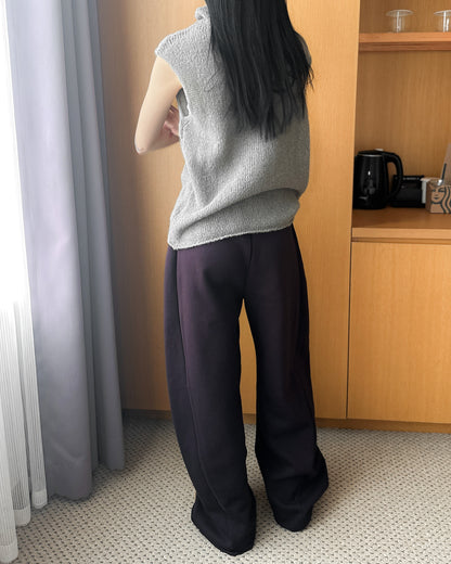 透薄羊毛背心連外套套裝 - 卡其色