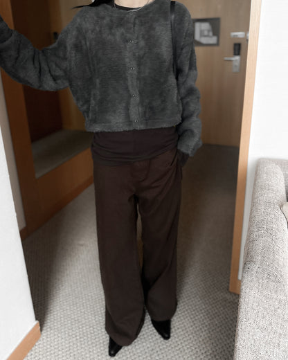 啡色柔軟闊腳褲 - 深啡色 (S/M/L)