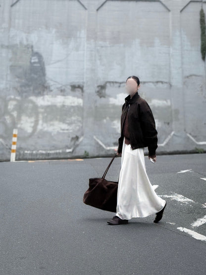 立體感企領麂皮外套 朱古力色