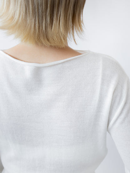 一字領束腰薄冷衫 - 黑色