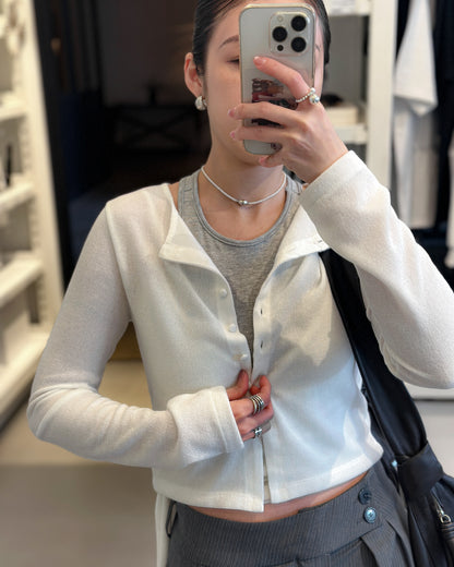 圓領短身小外套 - 白色