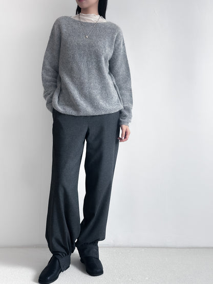 挺身鈕扣束腳長褲 灰色