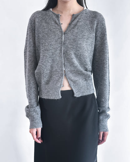 海馬毛混紡圓領薄外套 淺灰色