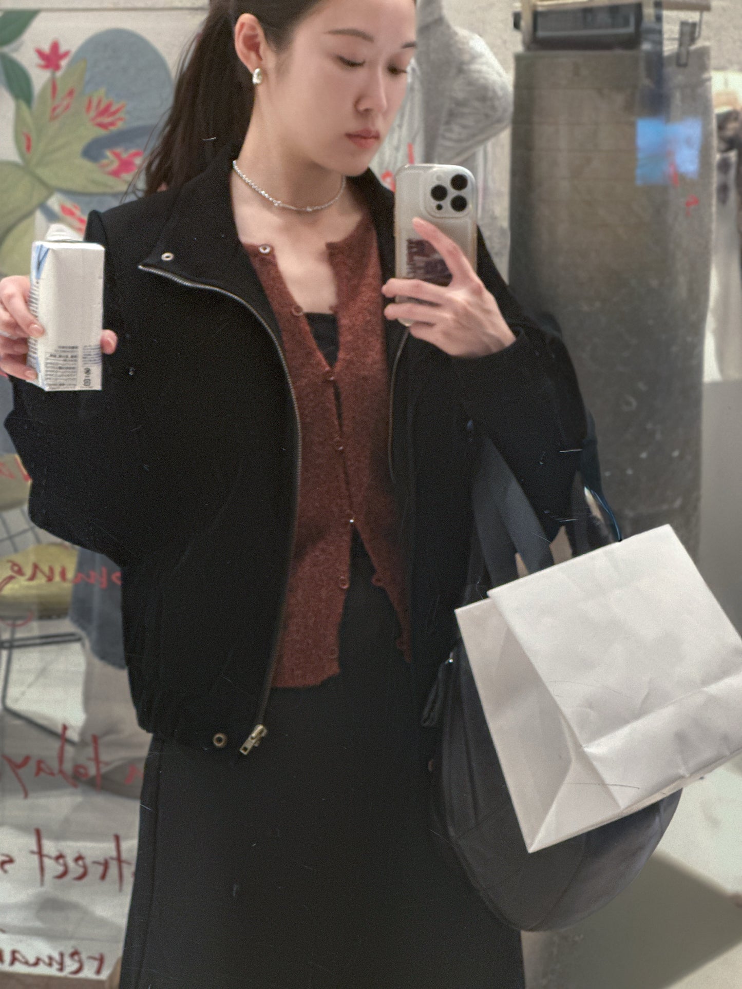 立體感企領麂皮外套 黑色