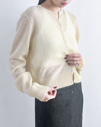 海馬毛混紡圓領薄外套 淺黃色