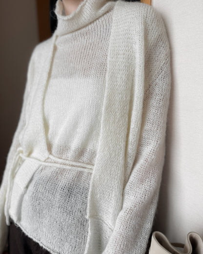 透薄羊毛背心連外套套裝 - 米白色