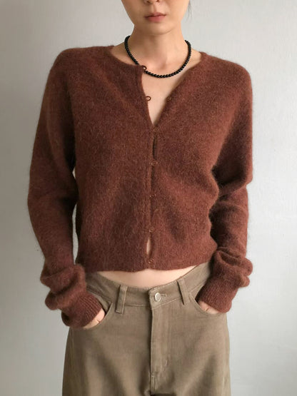 浣熊混紡冷繩圈鈕扣外套 深藍色