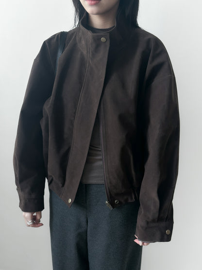 捲邊車線修腰上衣 啡色