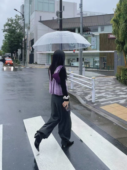 絨面V領背心 紫色