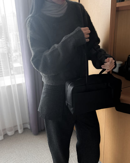 前後兩穿毛絨外套 - 深灰色