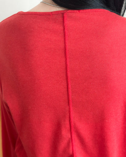 基本款圓領後車線上衣 - 黑色