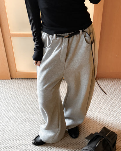 內舖棉舒適棉褲 - 淺灰色