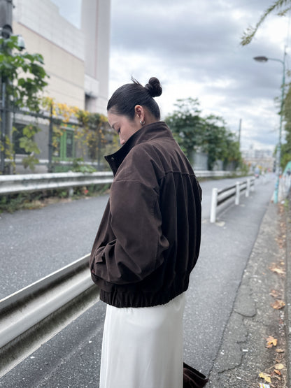 立體感企領麂皮外套 朱古力色