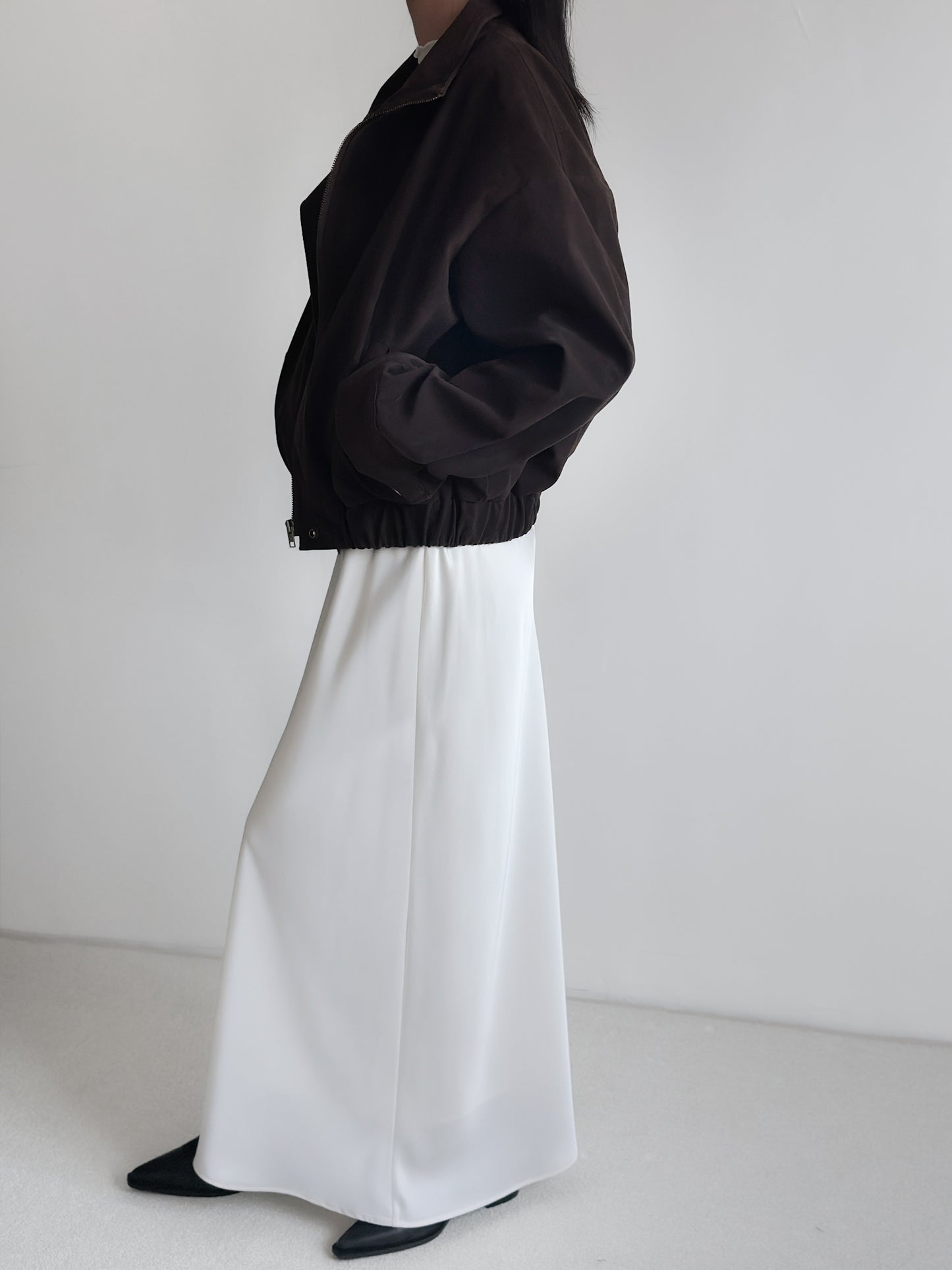 立體感企領麂皮外套 朱古力色