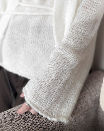 透薄羊毛背心連外套套裝 - 米白色