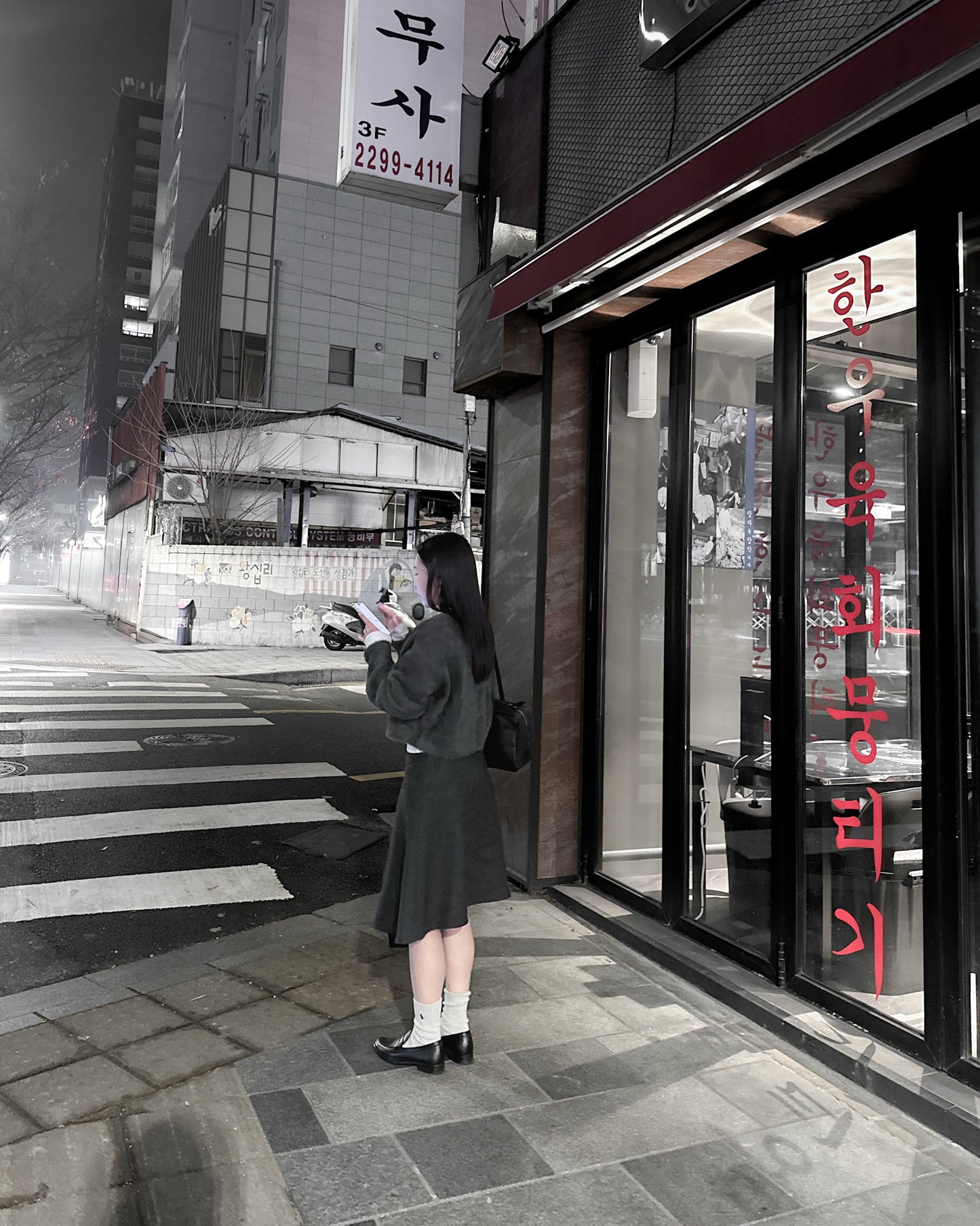 前後兩穿毛絨外套 - 深灰色