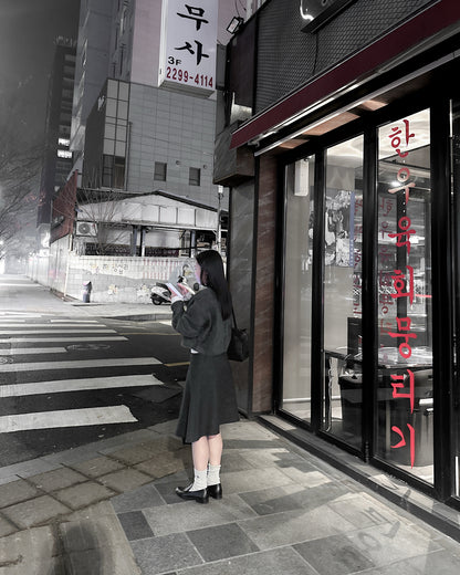 前後兩穿毛絨外套 - 深灰色