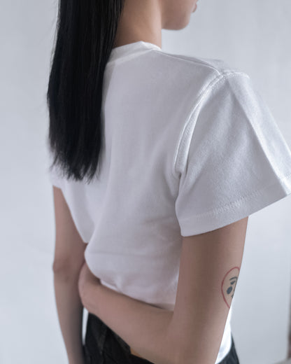 羊毛絨彈性薄素Tee 白色