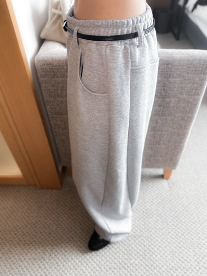 內舖棉舒適棉褲 - 淺灰色