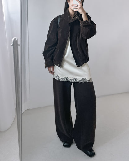 高質緞面V領吊帶連身裙 米白色