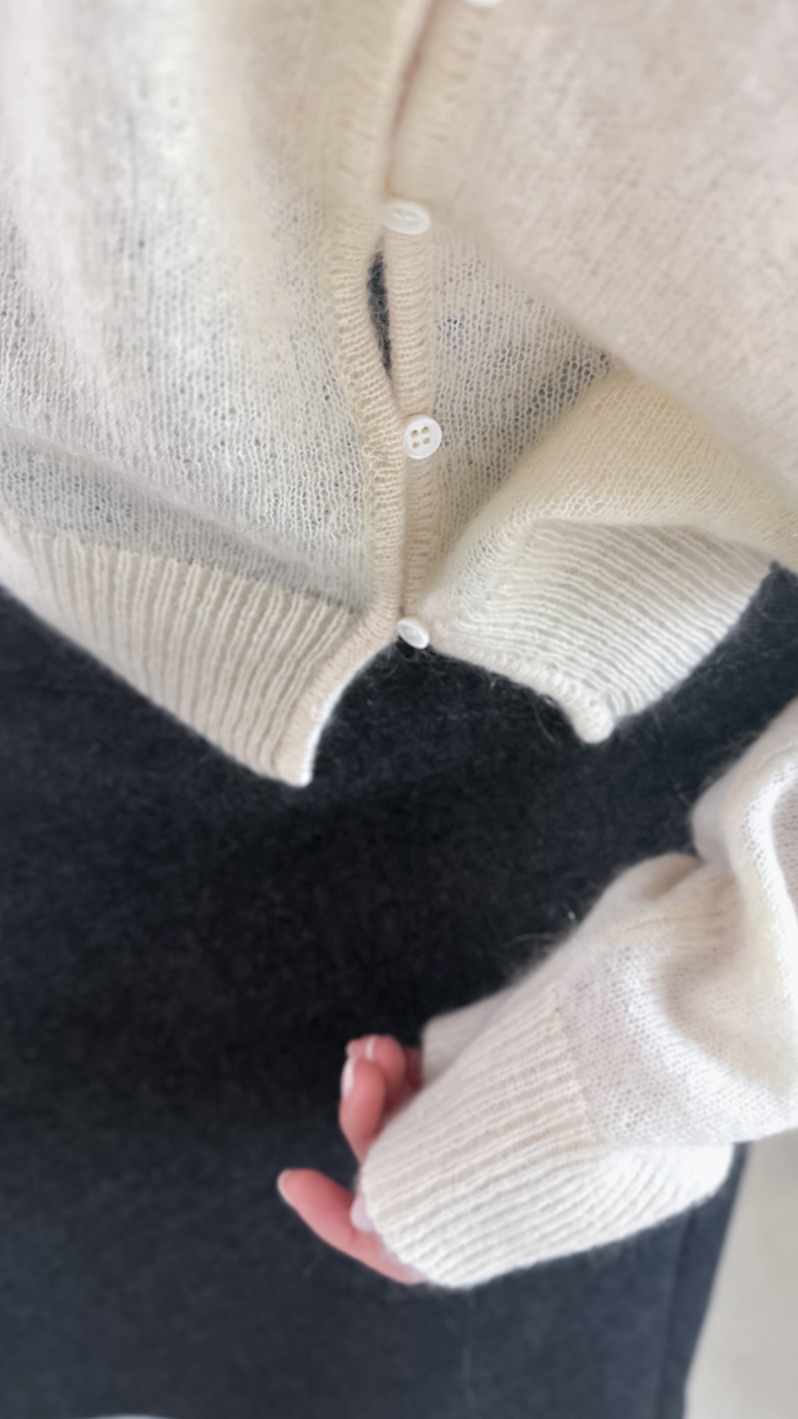 海馬毛混紡圓領薄外套 淺黃色