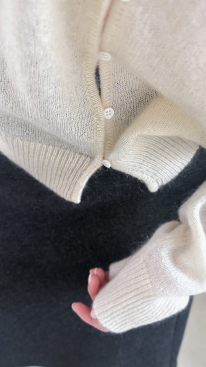 海馬毛混紡圓領薄外套 淺黃色