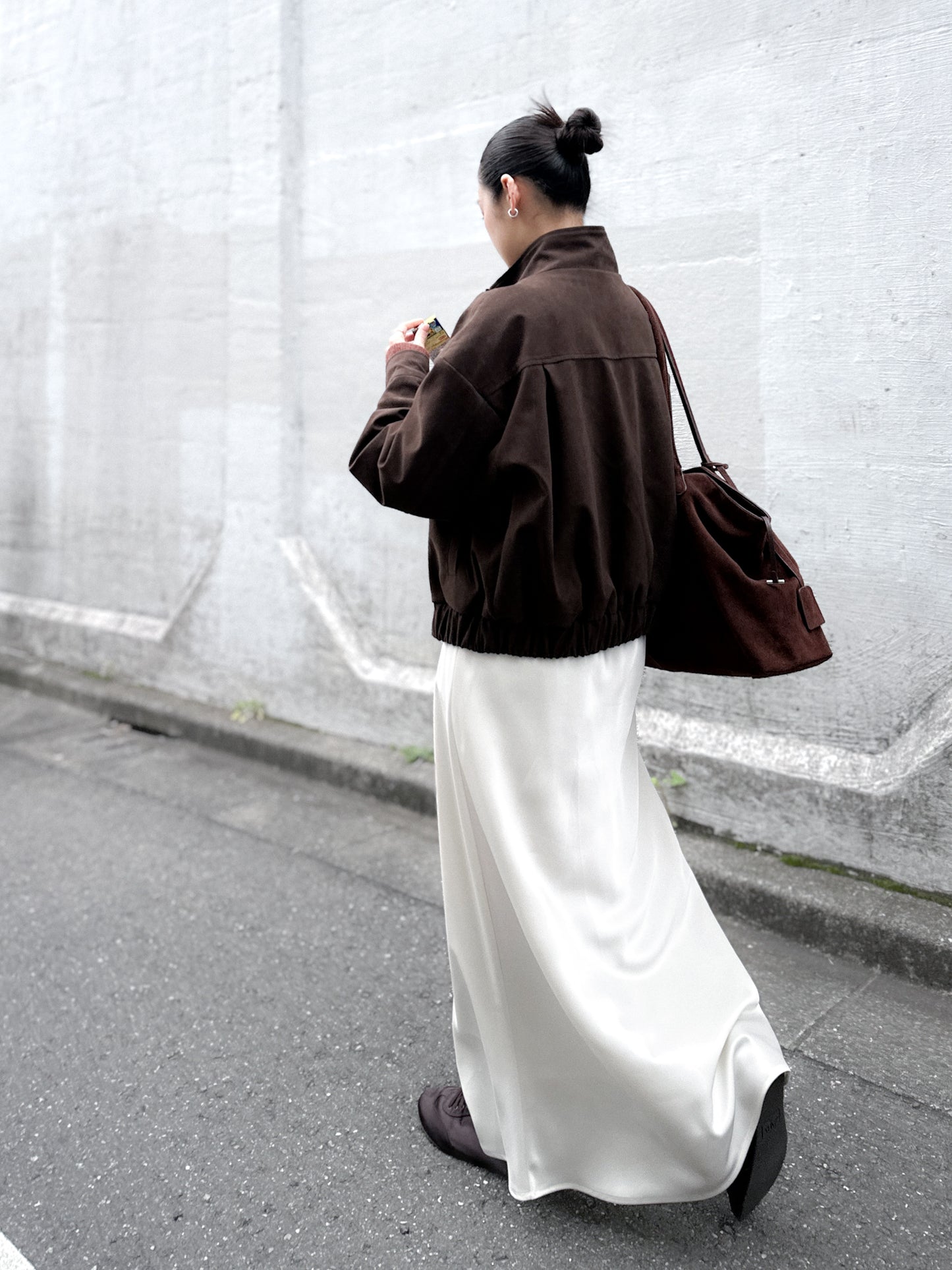 立體感企領麂皮外套 朱古力色