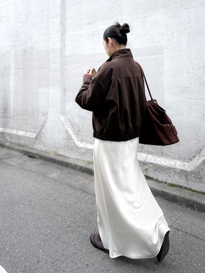 立體感企領麂皮外套 朱古力色