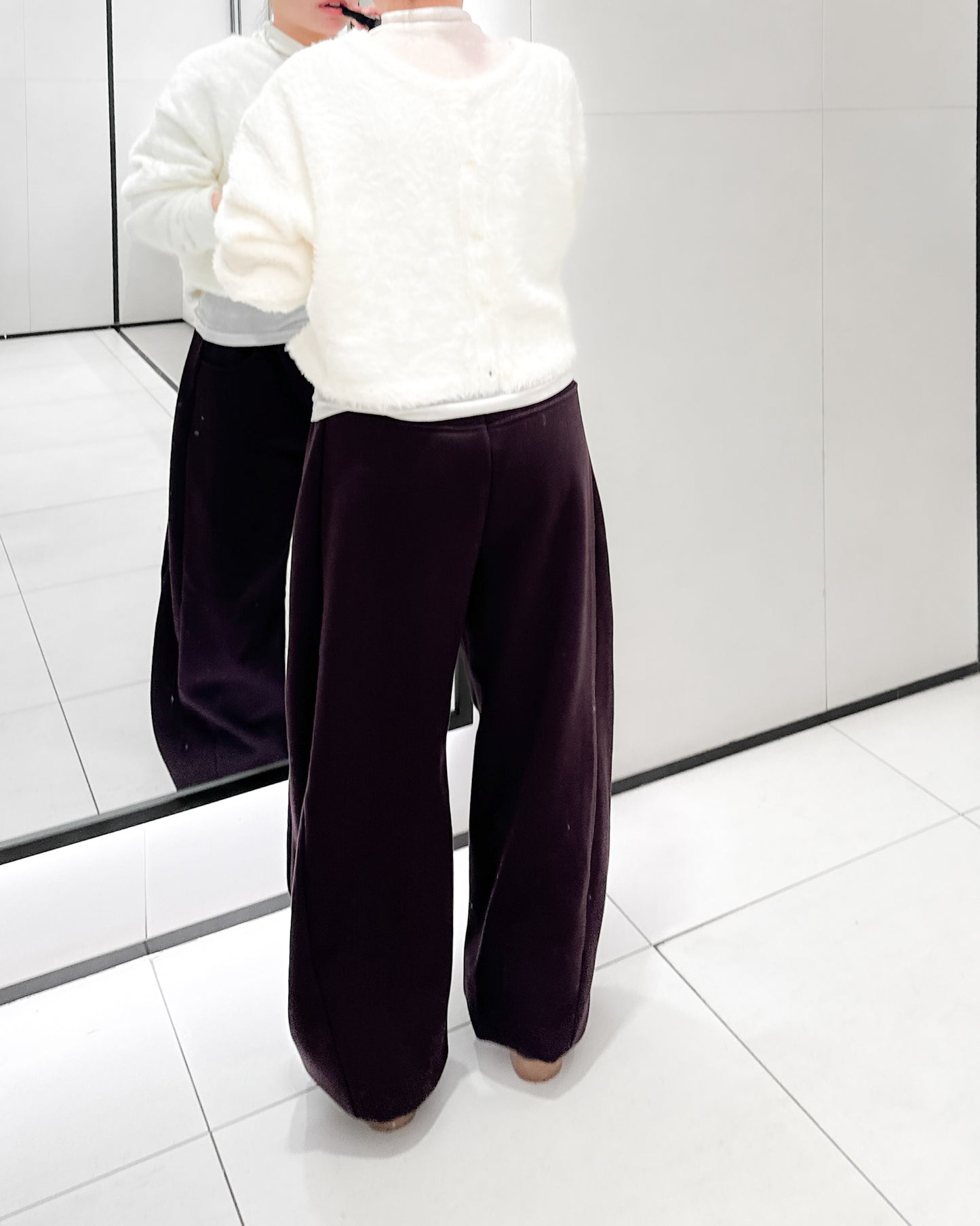 內舖棉舒適棉褲 - 酒紅啡