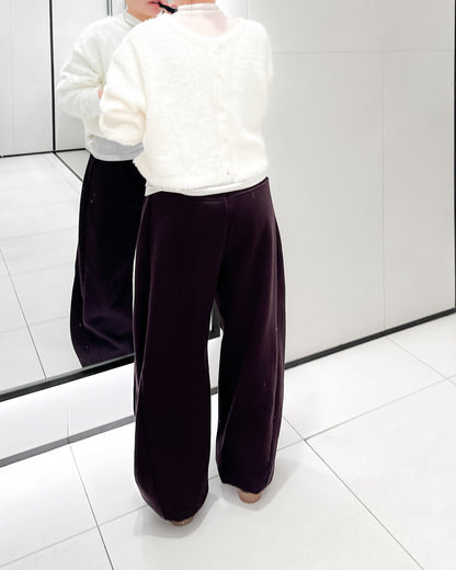 內舖棉舒適棉褲 - 酒紅啡