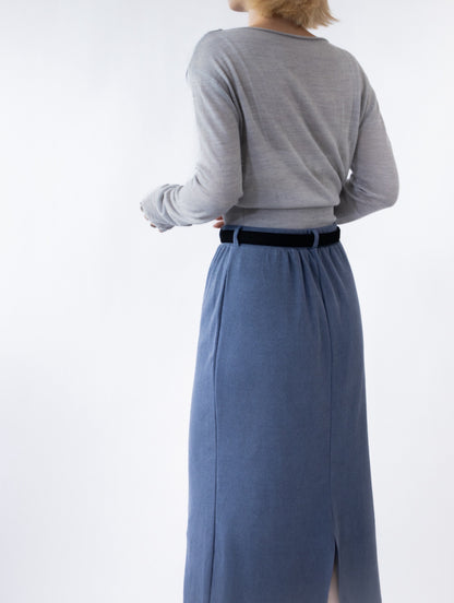 一字領束腰薄冷衫 - 黑色