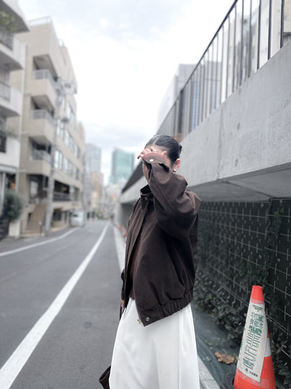 立體感企領麂皮外套 朱古力色