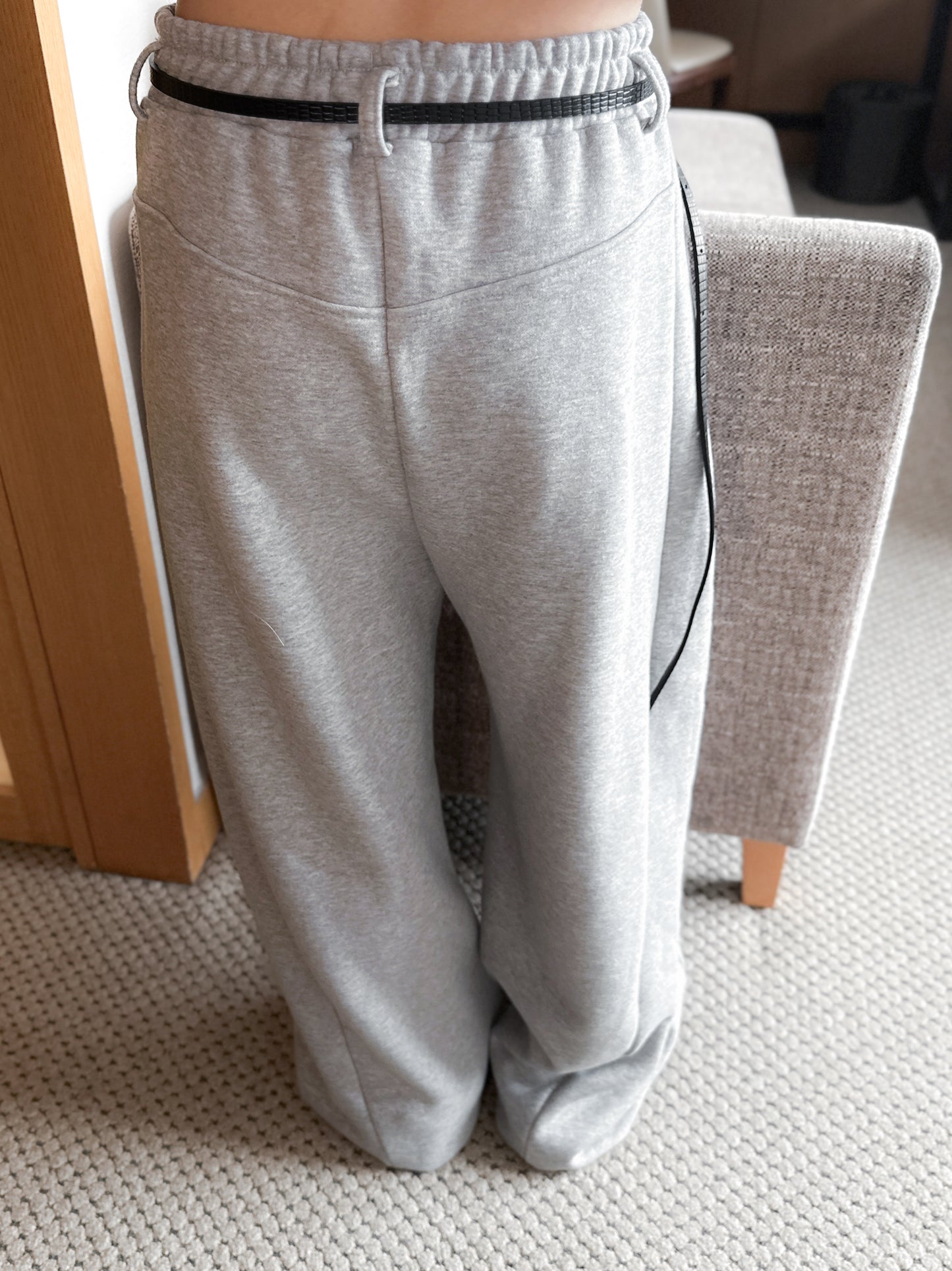 內舖棉舒適棉褲 - 淺灰色