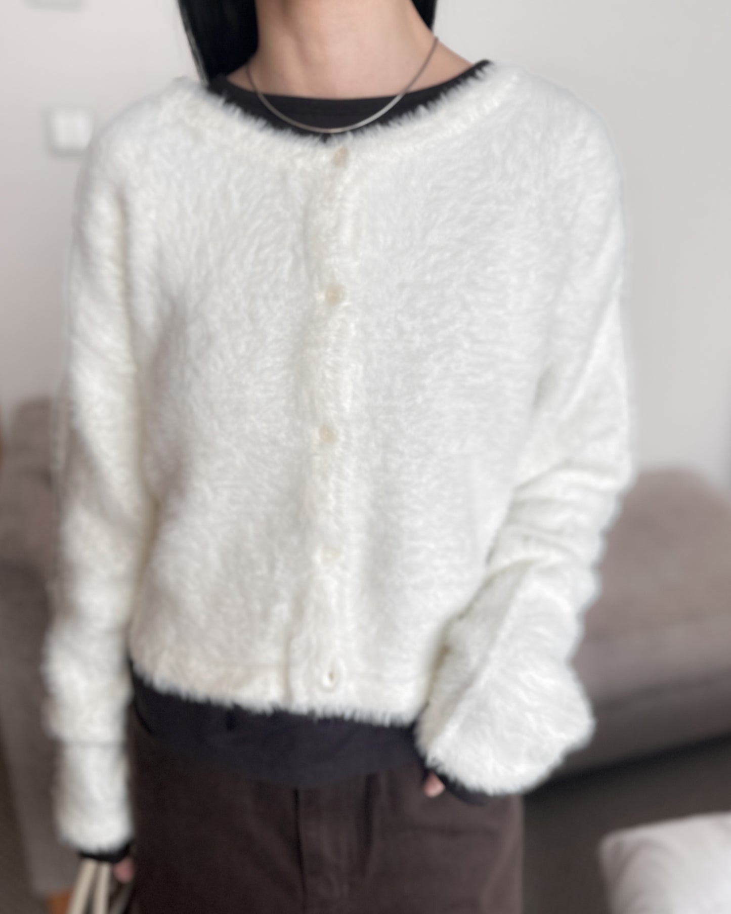 前後兩穿毛絨外套 - 米白色