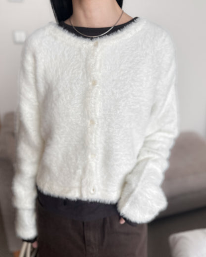 前後兩穿毛絨外套 - 米白色